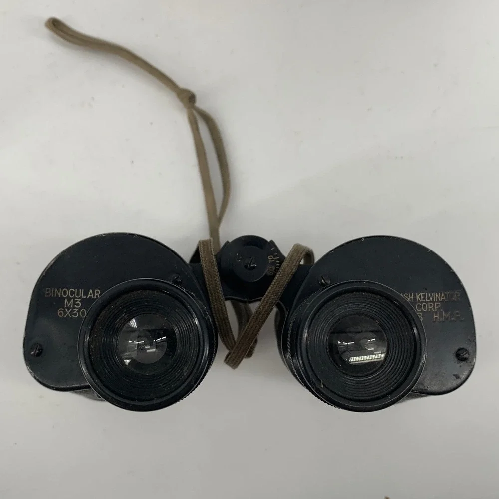 Vintage 1943‎ Nash-Kelvinator M3 6x30 Binoculars with M17 Leather Case WWII